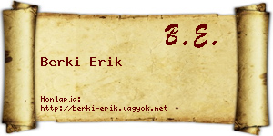 Berki Erik névjegykártya